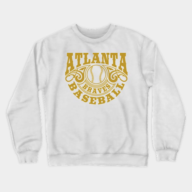 Vintage Retro Atlanta Braves Baseball Crewneck Sweatshirt by carlesclan